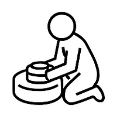 石臼とすり潰しの様子